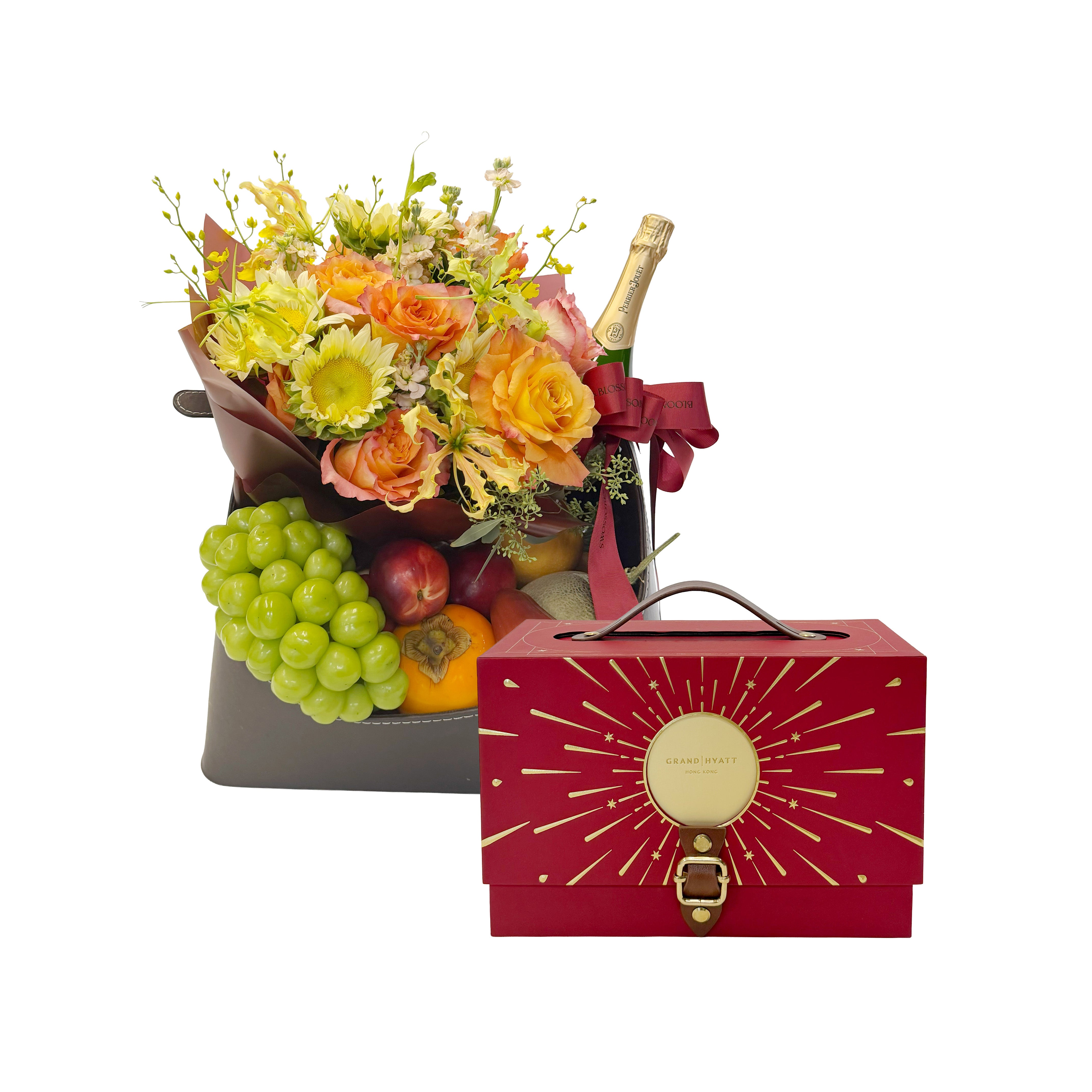 Moon & Blossom Delights Fruit Hamper with Grand Hyatt Full Moon Box